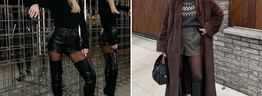 Як носити шкіряні шорти взимку: стильний приклад від Парфільєвої та колишньої Цимбалюка